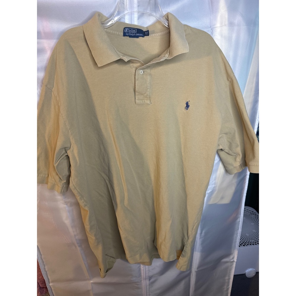 Polo Ralph Lauren Mens XLT Tall Tan Beige Pique Short Sleeve Pony Polo Shirt